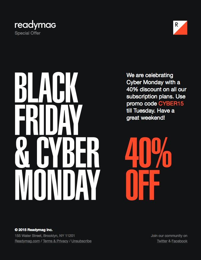 Cyber Monday 40% Off