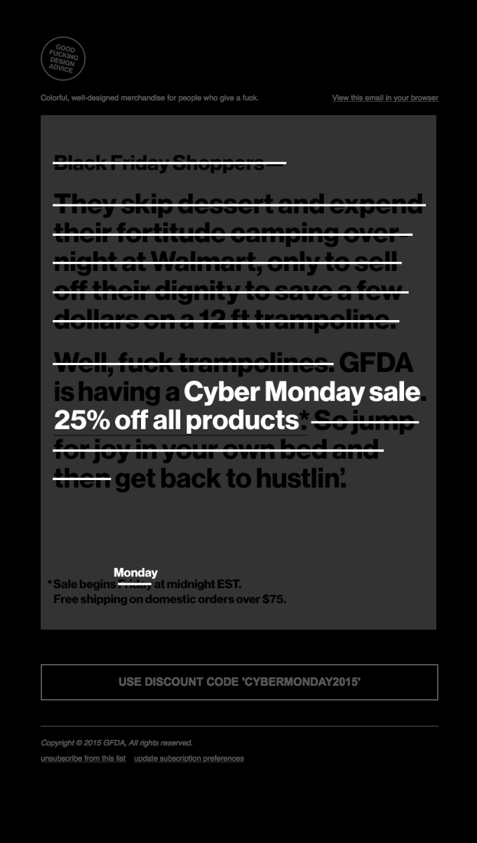 Cyber Monday - because you missed Black Friday…